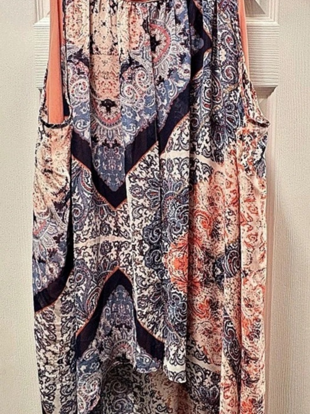 Cato Paisley high-low top in Blue & Pink Size 26/28